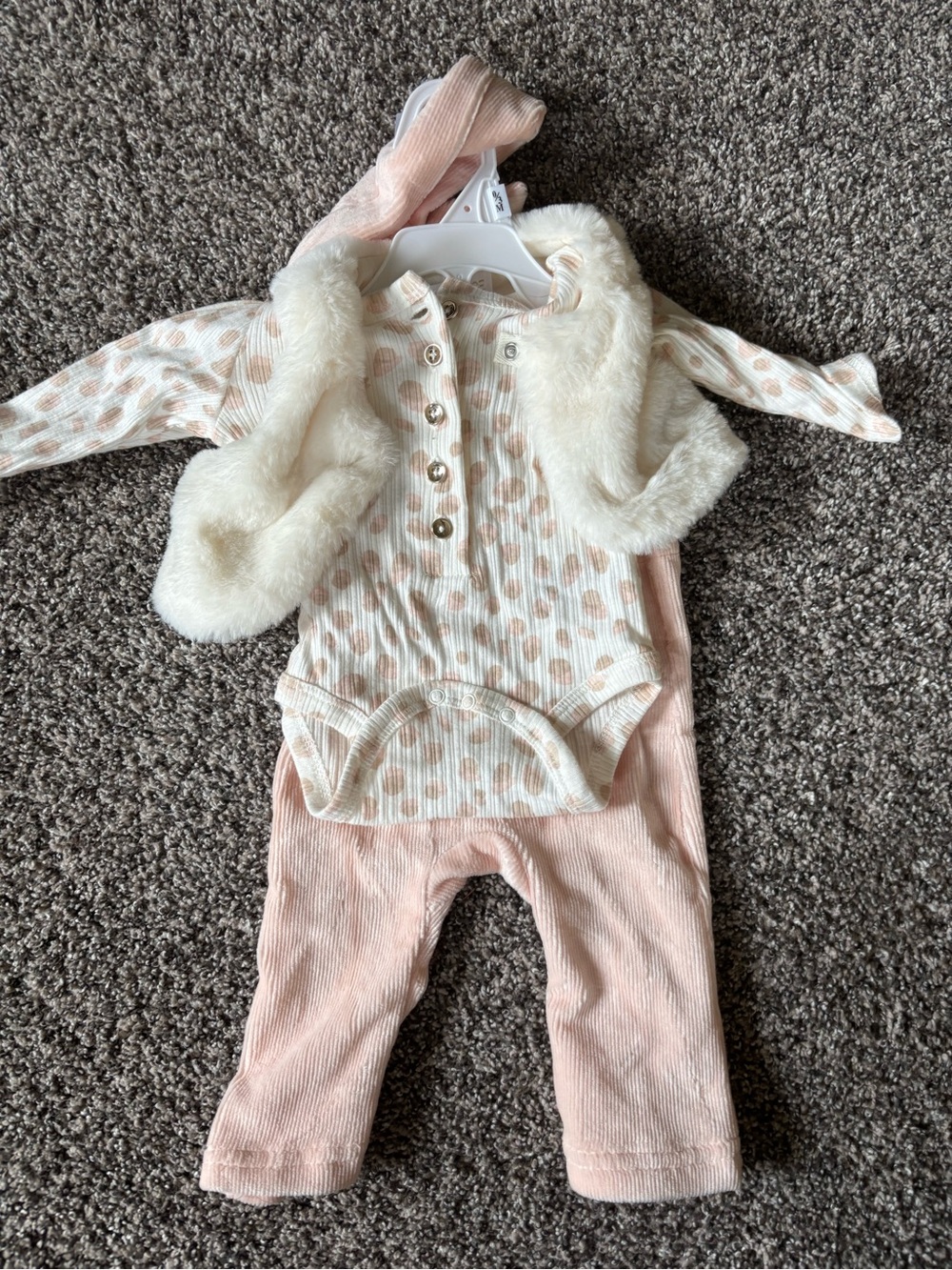 3-Piece Baby Outfit Set - Cream & Blush Pink